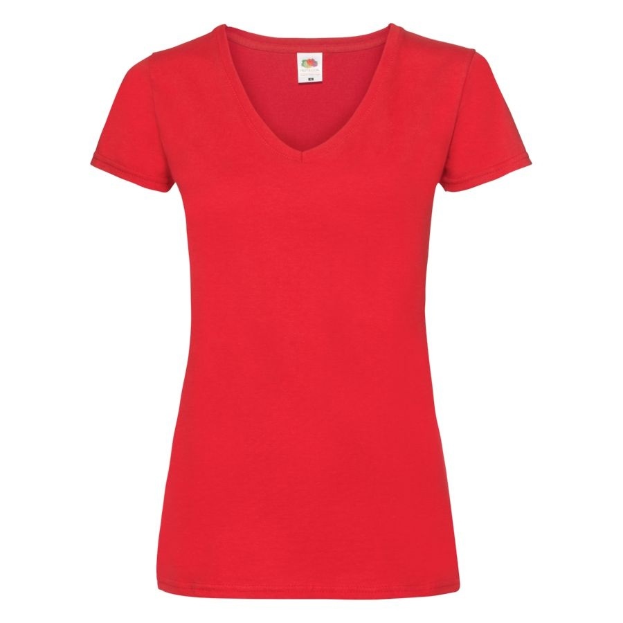 Футболка &quot;Lady-Fit V-Neck T&quot;, красный_L, 95% х/б, 5% эластан, 210 г/м2