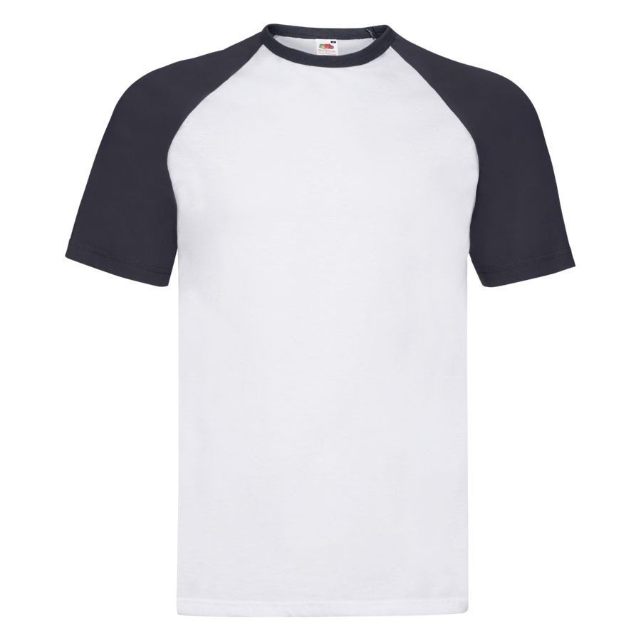 Футболка &quot;Short Sleeve Baseball T&quot;, белый с глубоким темно-синим_L, 100% х/б, 160 г/м2