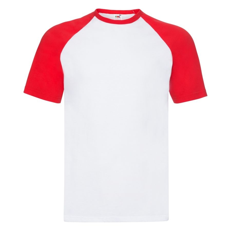 Футболка &quot;Short Sleeve Baseball T&quot;, белый с красным_L, 100% х/б, 160 г/м2