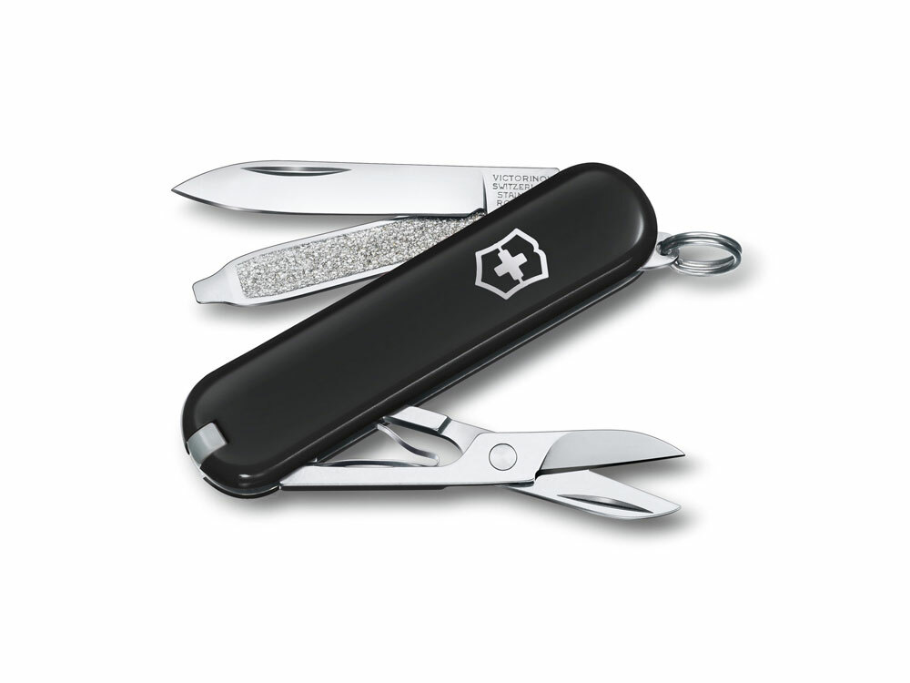 Нож-брелок VICTORINOX Classic SD Colors &quot;Dark Illusion&quot;, 58 мм, 7 функций, чёрный