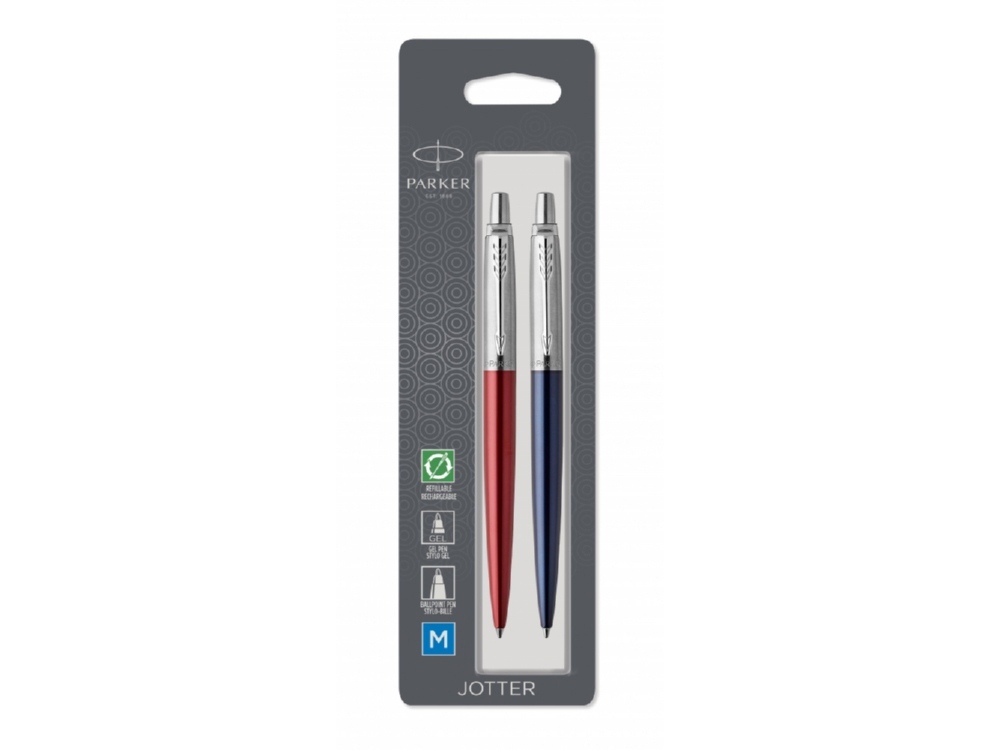 Набор из 2х ручек : Parker &quot;Jotter London&quot; Parker Jotter Essential, Kensington Red CT и Jotter Essential, Royal Blue CT, стержень: M